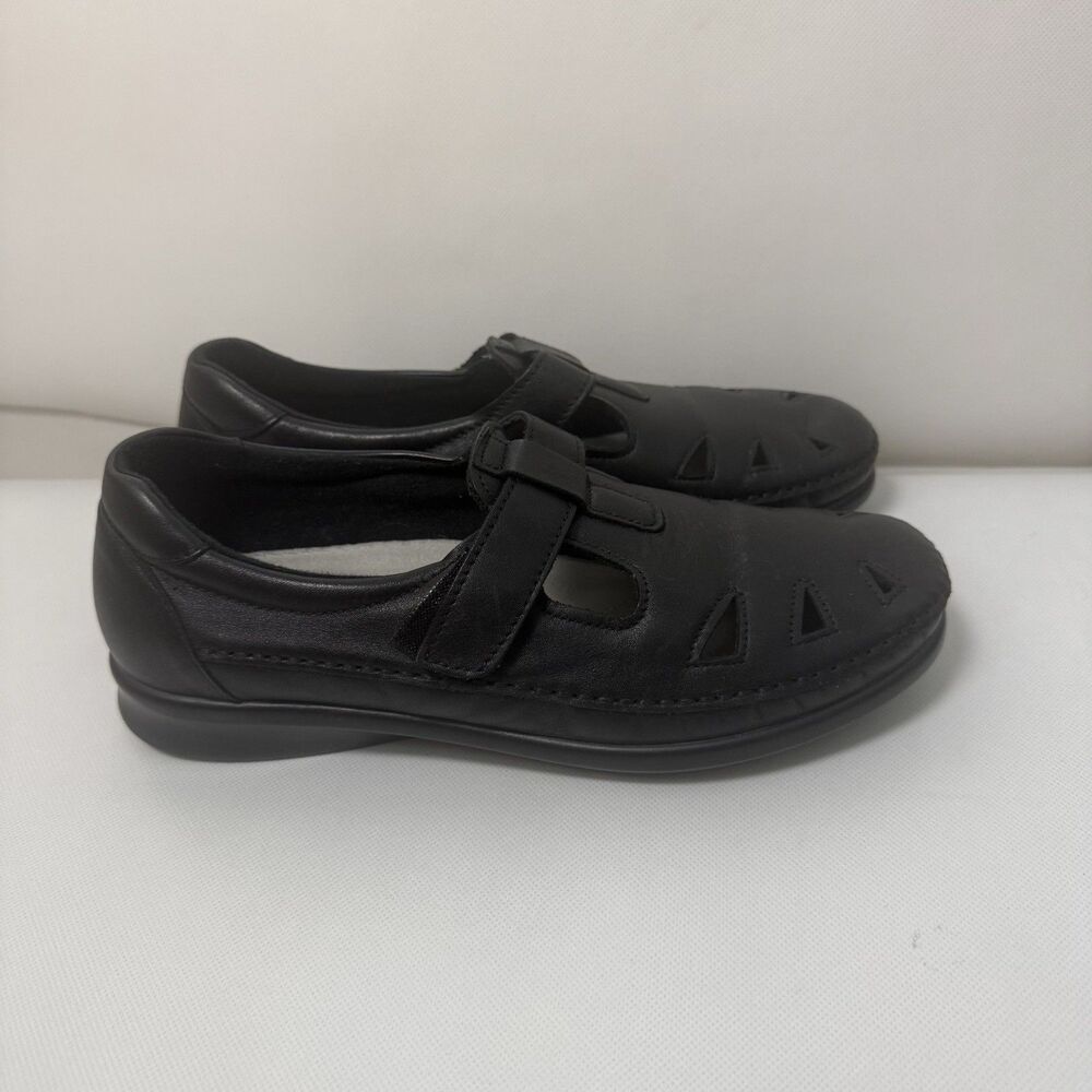 SAS Roamer Leather Walking Shoes Women 9.5 Black Adjustable Tri Pad Made in USA